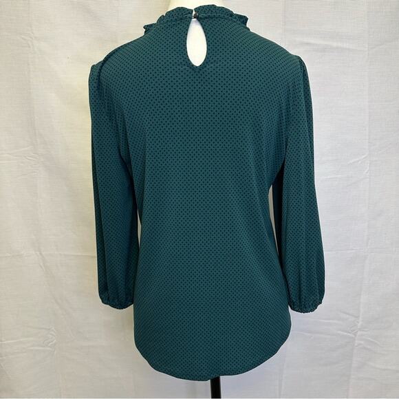 PRICED TO SELL!!   Adrianna Papell Green Polka Dot Smocked Blouse - Size Small - Picture 10 of 12
